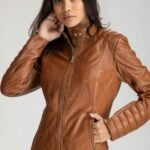Jackie Quilted British Tan Leather Jacket