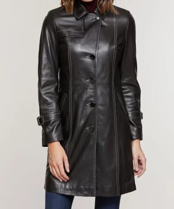 Aria Sheepskin Leather Trench Coat for Sale