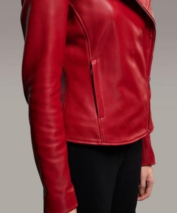 Deep Red Moto Leather Jacket