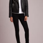 Matilda Leather Moto Jacket with Quilted Shoulders