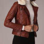 Alba Biker Jacket with Sheep Skin Fur Collar