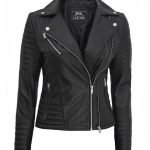 Real Sheep Black Leather Jacket for Women