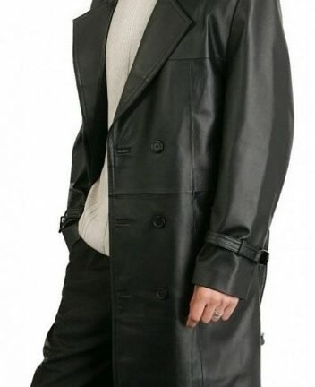 Augusta Black Leather Trench Coat Mens