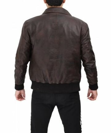 Ernest Mens Dark Brown Bomber Leather Jacket