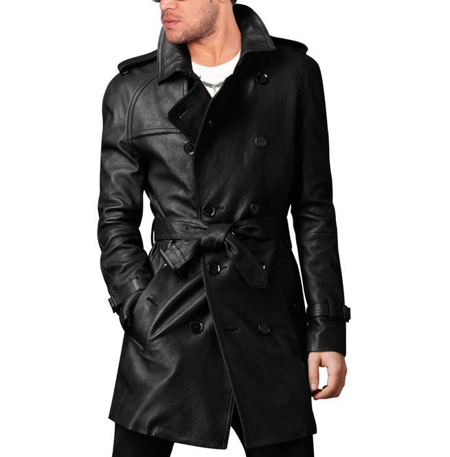 Men Leather Trench Coat Mens Belted Long Leather Coat | Best Quality ...