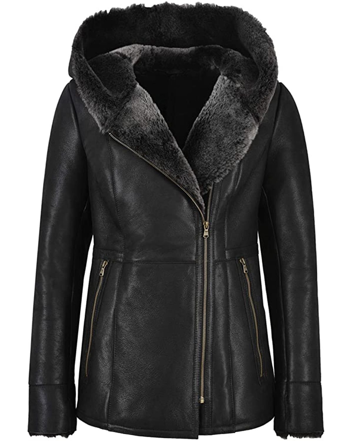 Fur Shearling Bomber Long Jacket for Women