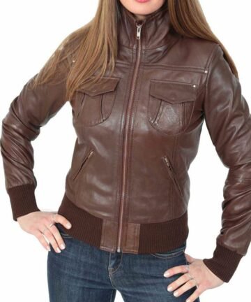 Real Bomber Leather Jacket for Women