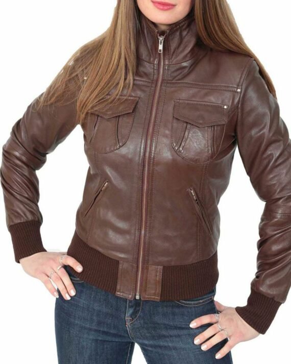 Real Bomber Leather Jacket for Women