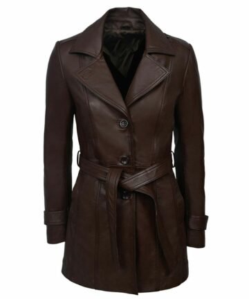 Trench Belted Leather Coat for Women