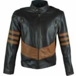 Brown Stripes Leather Jacket