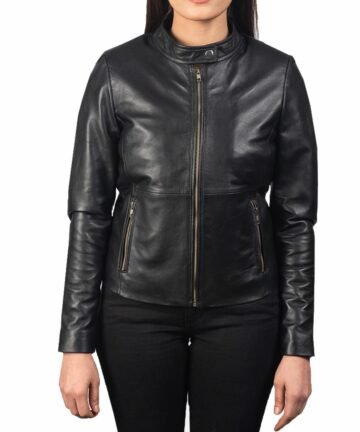 Plain Biker Leather Jacket for Women