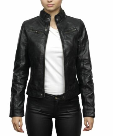 Black Biker Leather Jacket for Women