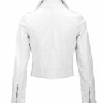 White Short Slim Fit Biker Leather Jacket for Women