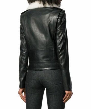Black Aviator Biker Style Leather Jacket