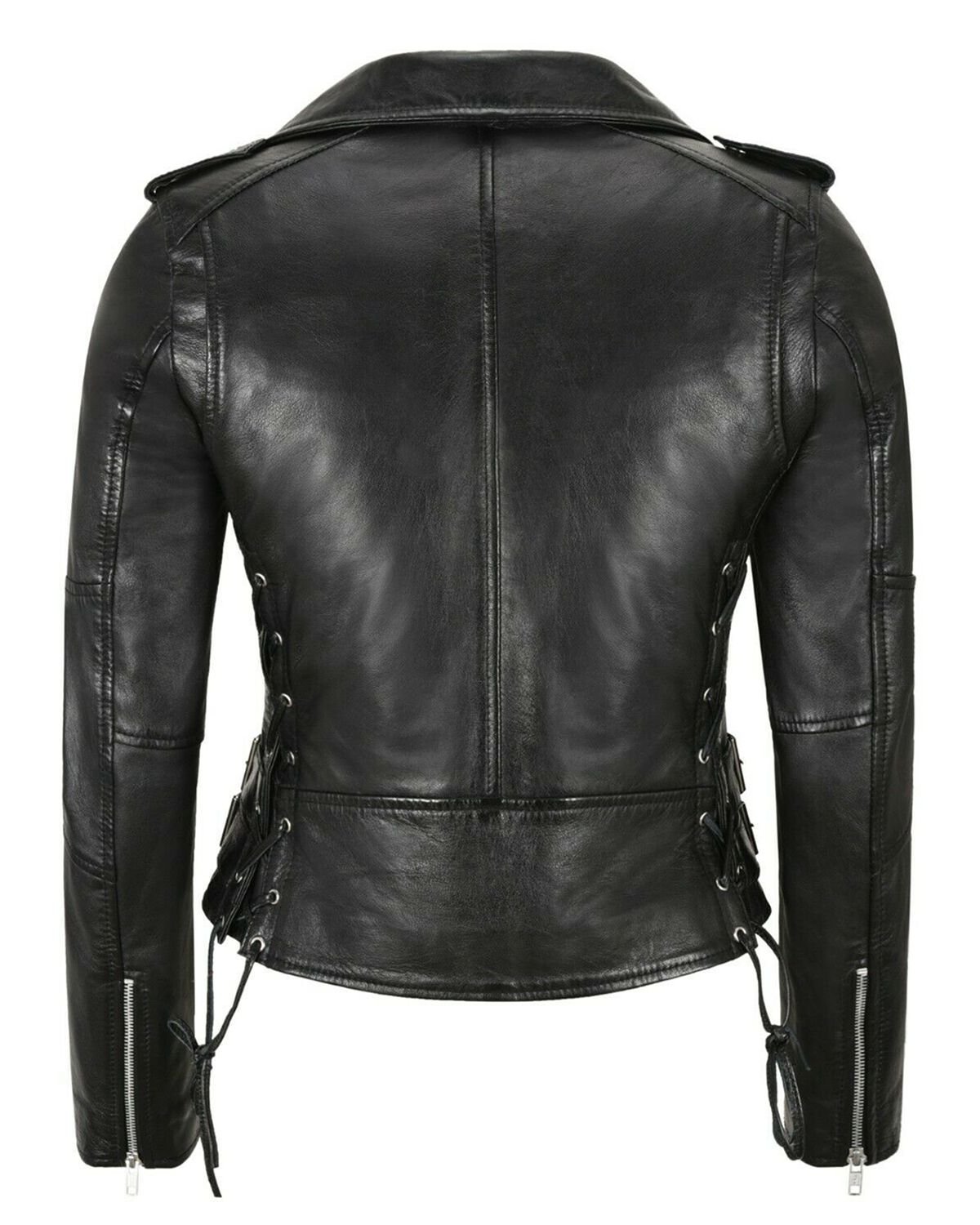 Stylish Side Laced Slim Fit Biker Leather Jacket for Women | Best ...