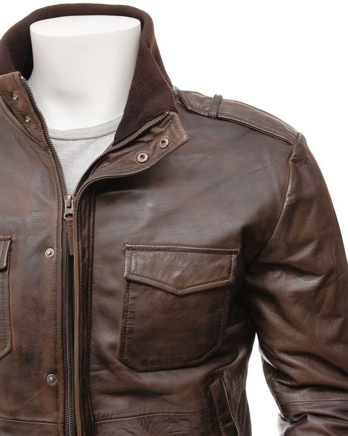 Epaulettes Shoulder Leather Jacket | FREE SHIPPING