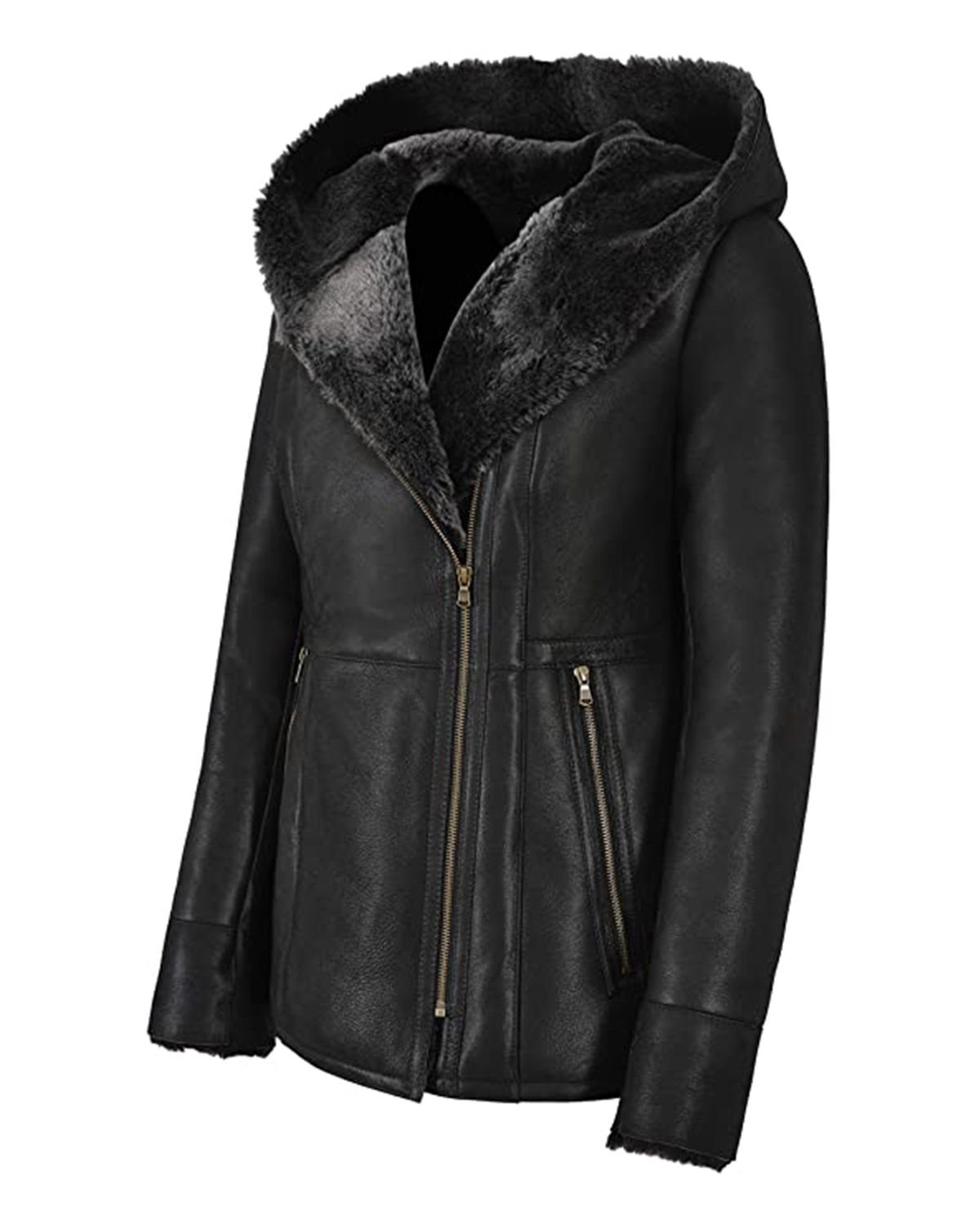Fur Shearling Bomber Long Jacket for Women