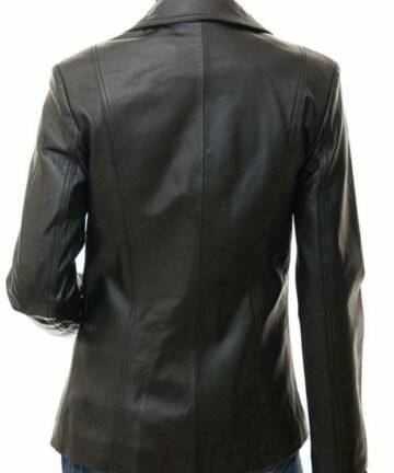 Black Lambskin Leather Blazer Jacket for Sale