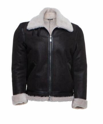 Bomber Sheepskin Jacket With Collar Belt