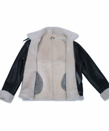 Bomber Sheepskin Jacket With Collar Belt