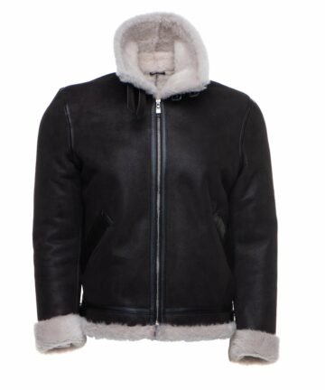 Bomber Sheepskin Jacket With Collar Belt