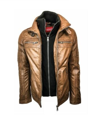 Cognac Leather Jacket Men