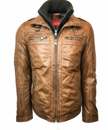 Cognac Leather Jacket Men