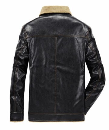 Winter Casual Business Thicken Fleece Lining Warm Leather Jacket for Men