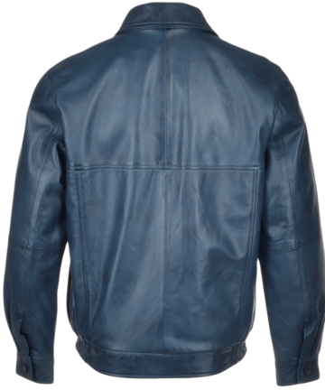 Blue Leather Jacket for Men