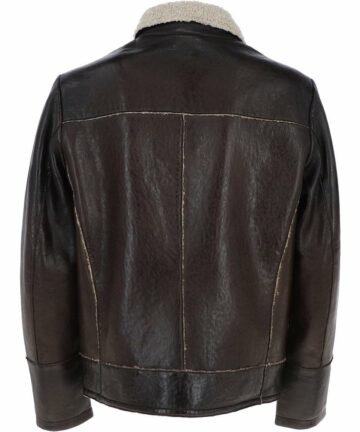 Brown Leather Jacket Teddy Lining for Men