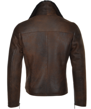 Black Biker Sheepskin Pilot Jacket for Sale