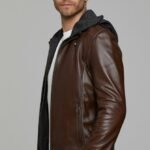 Hooded Biker Leather Jacket